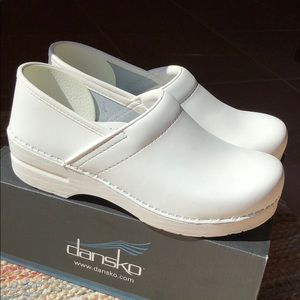 Dansko Professional Box White Leather Clogs